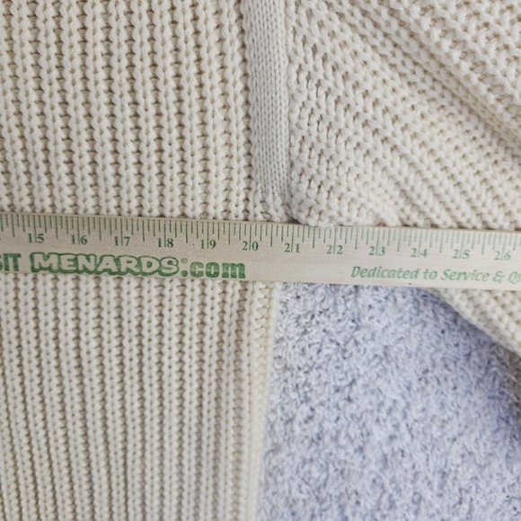 Lillusory Cream Heavy Knitted Ribbed Turtleneck Fisherman Boho Sweater Sz Small - Picture 5 of 8